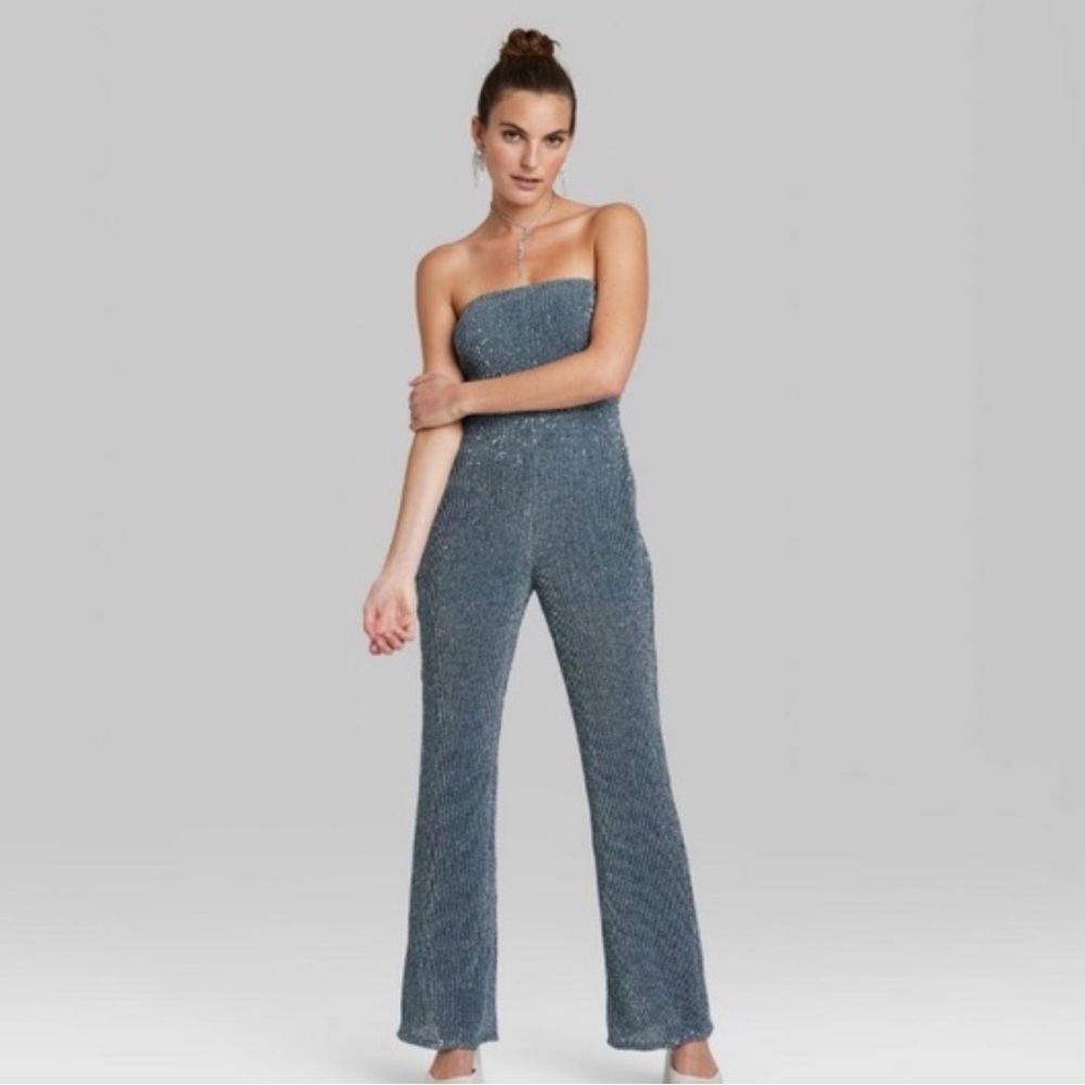 Wild Fable Blue Strapless Jumpsuit